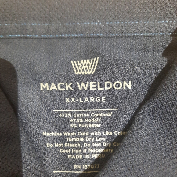 Mack Weldon Vesper Polo Shirt Mens XXL Dark Blue Mesh woven breathable - Picture 5 of 7